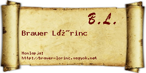 Brauer Lőrinc névjegykártya
